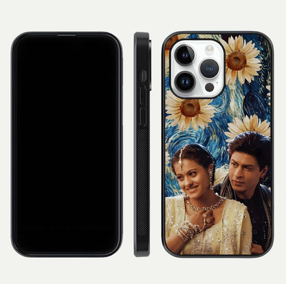 Eternal Love Story Glass Case for iPhone 14 Pro dual-view layout displaying soft hues and smooth glass
