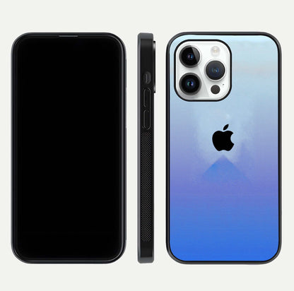 Gradient Apple Vibe Glass Case for iPhone 14 Pro front and back view layout highlighting minimalist Apple design and curved edges
