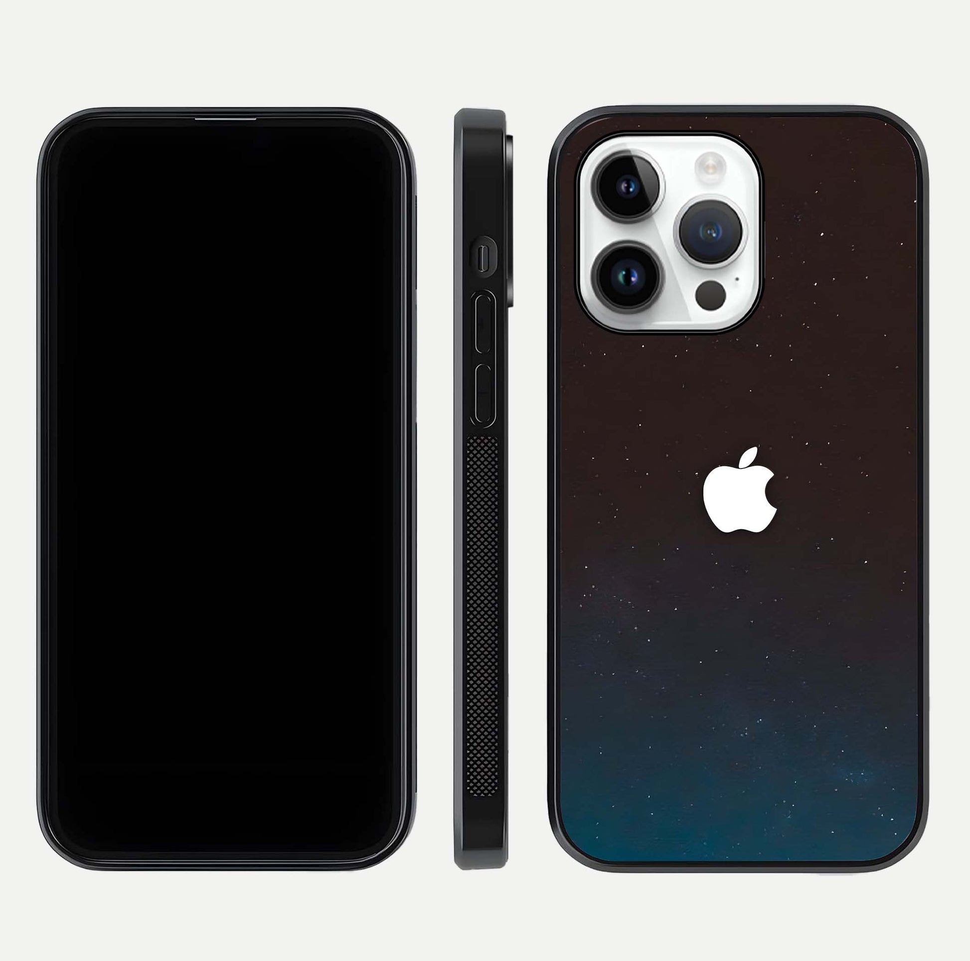 Green Emerald Apple Logo Glass Case for iPhone 14 Pro front and back view layout highlighting vibrant tones and curved glass