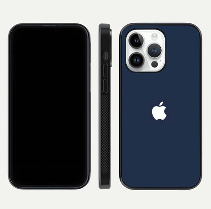 Minimal Apple Night Glass Case for iPhone 14 Pro front & back layout highlighting simplicity and edge curve