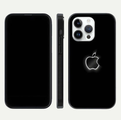 Neon Apple Glow Glass Case for iPhone 14 Pro front & back layout showing bright tones and edge curve