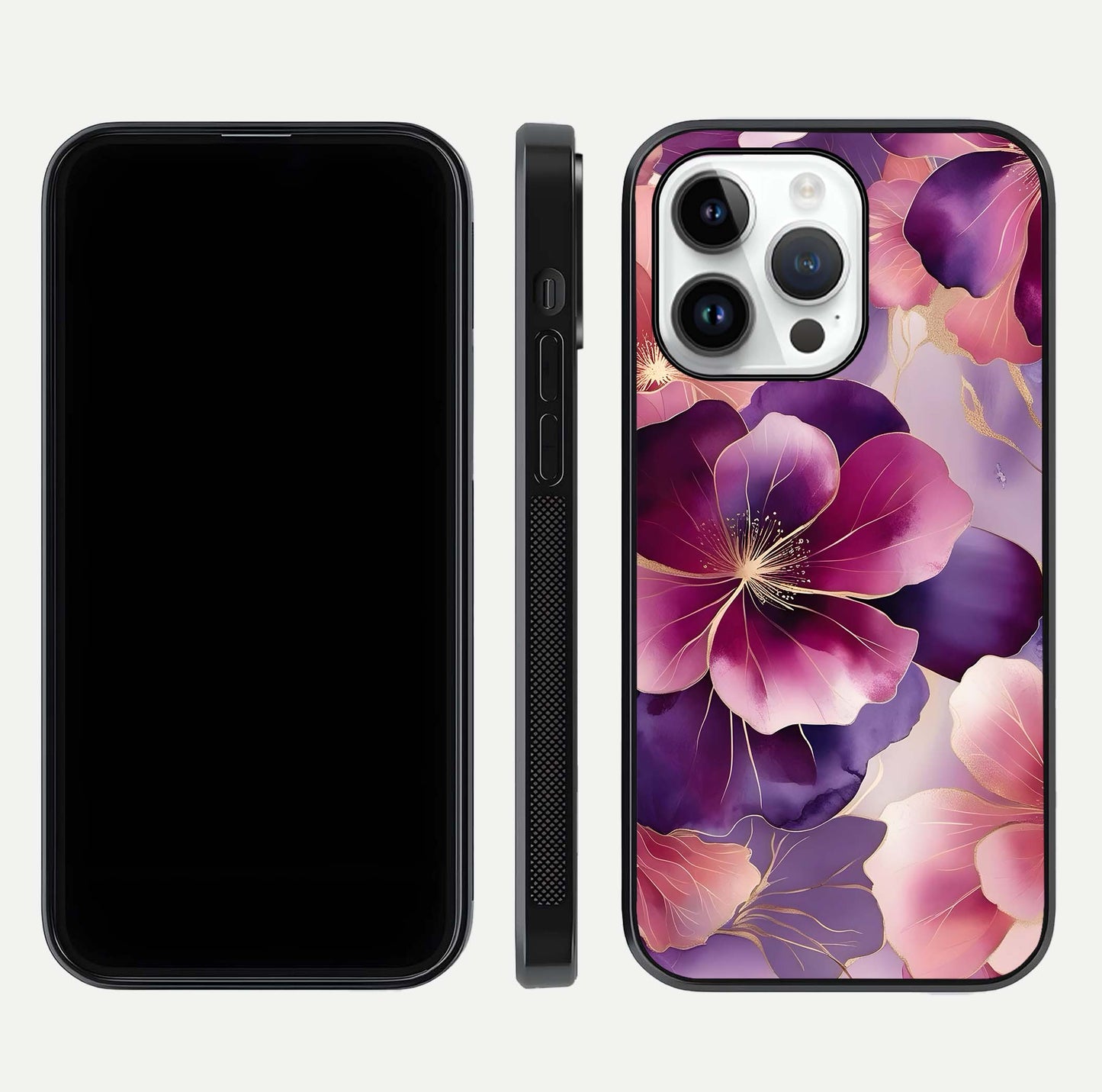 Pink Bouquet Florals Glass Case For iPhone 14 Pro