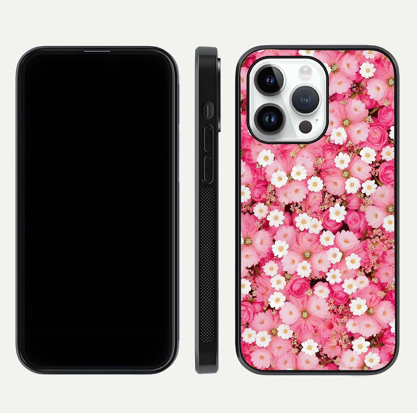 Pink Daisy Bliss Glass Case For iPhone 14 Pro