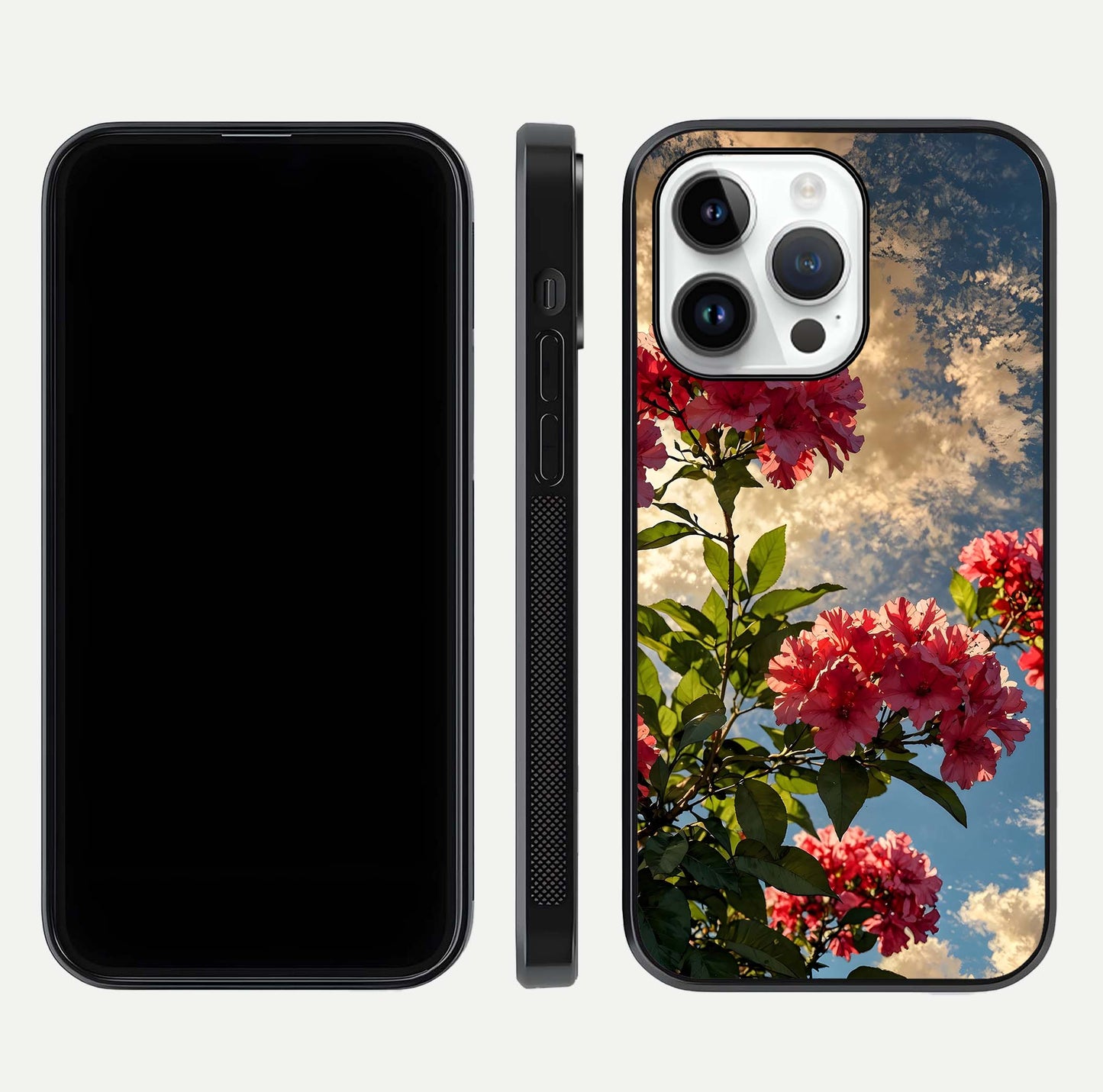 Red Bloom Skies Glass Case For iPhone 14 Pro