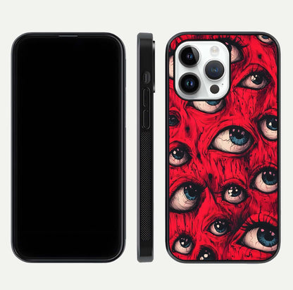 Red Eyes Pattern Glass Case For iPhone 14 Pro