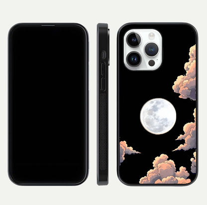 Shade Cloud Moon Glass Case for iPhone 14 Pro front & back layout showing soft gradient tones and edges