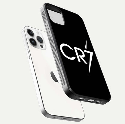 CR7 Elite Strike Glass Case for iPhone 14 Pro floating mockup displaying HD gloss and sporty texture