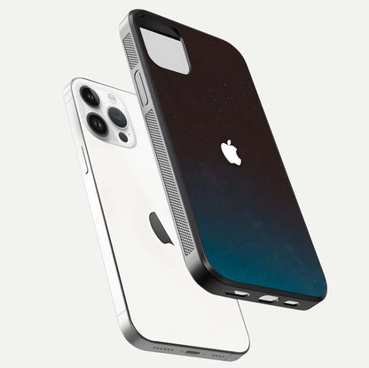 Green Emerald Apple Logo Glass Case for iPhone 14 Pro floating dual-view mockup showing glossy shine and premium color tone