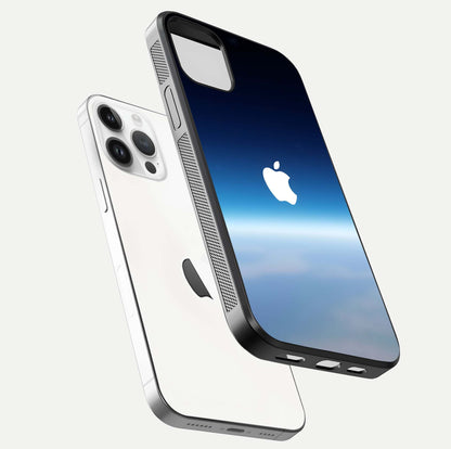Minimal Apple Sky Glass Case for iPhone 14 Pro floating dual-view mockup showing HD gloss and Apple design