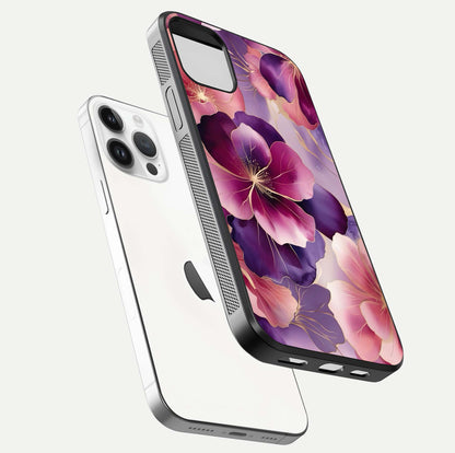 Pink Bouquet Florals Glass Case For iPhone 14 Pro