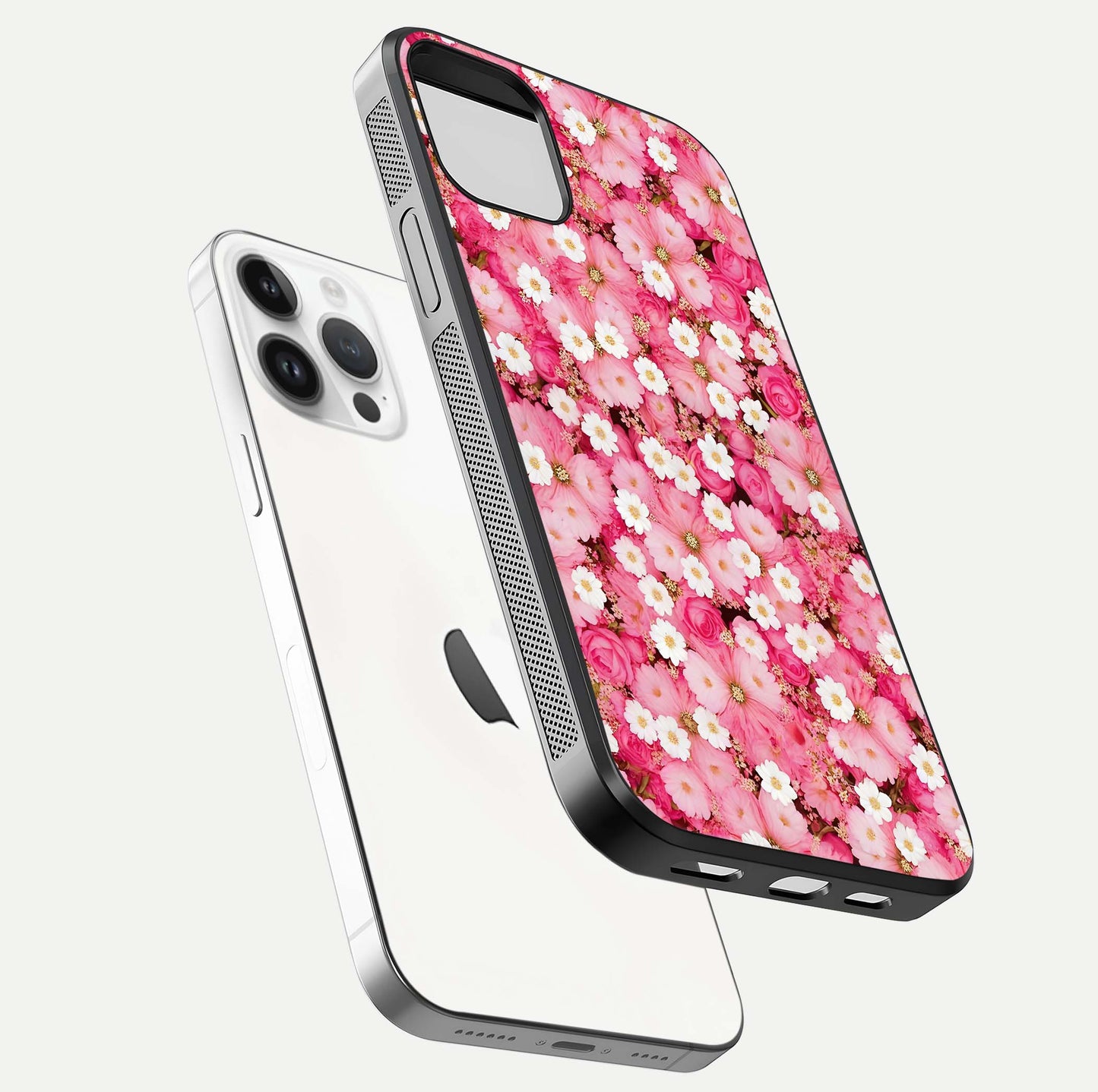 Pink Daisy Bliss Glass Case For iPhone 14 Pro
