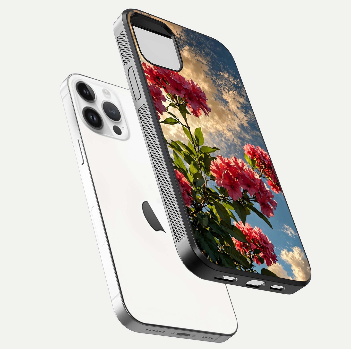 Red Bloom Skies Glass Case For iPhone 14 Pro