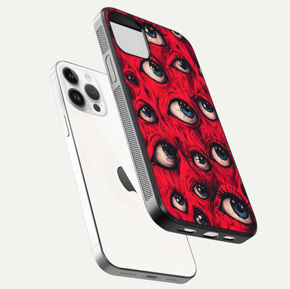 Red Eyes Pattern Glass Case For iPhone 14 Pro