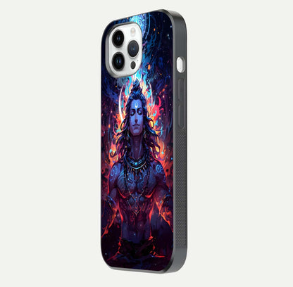 Divine Fire Shiv Glass Case for iPhone 14 Pro side-angle image showing reflection clarity and shine