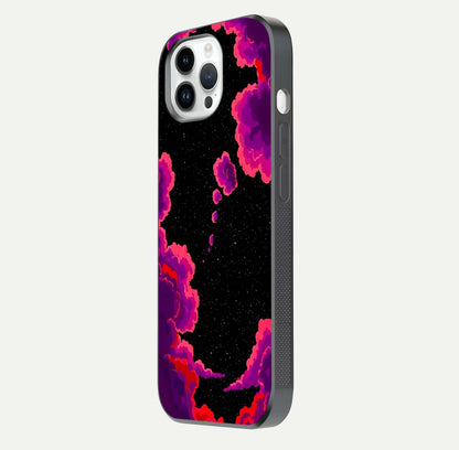 Galaxy Dream Frame Glass Case for iPhone 14 Pro side-angle image showing reflection light and premium finish