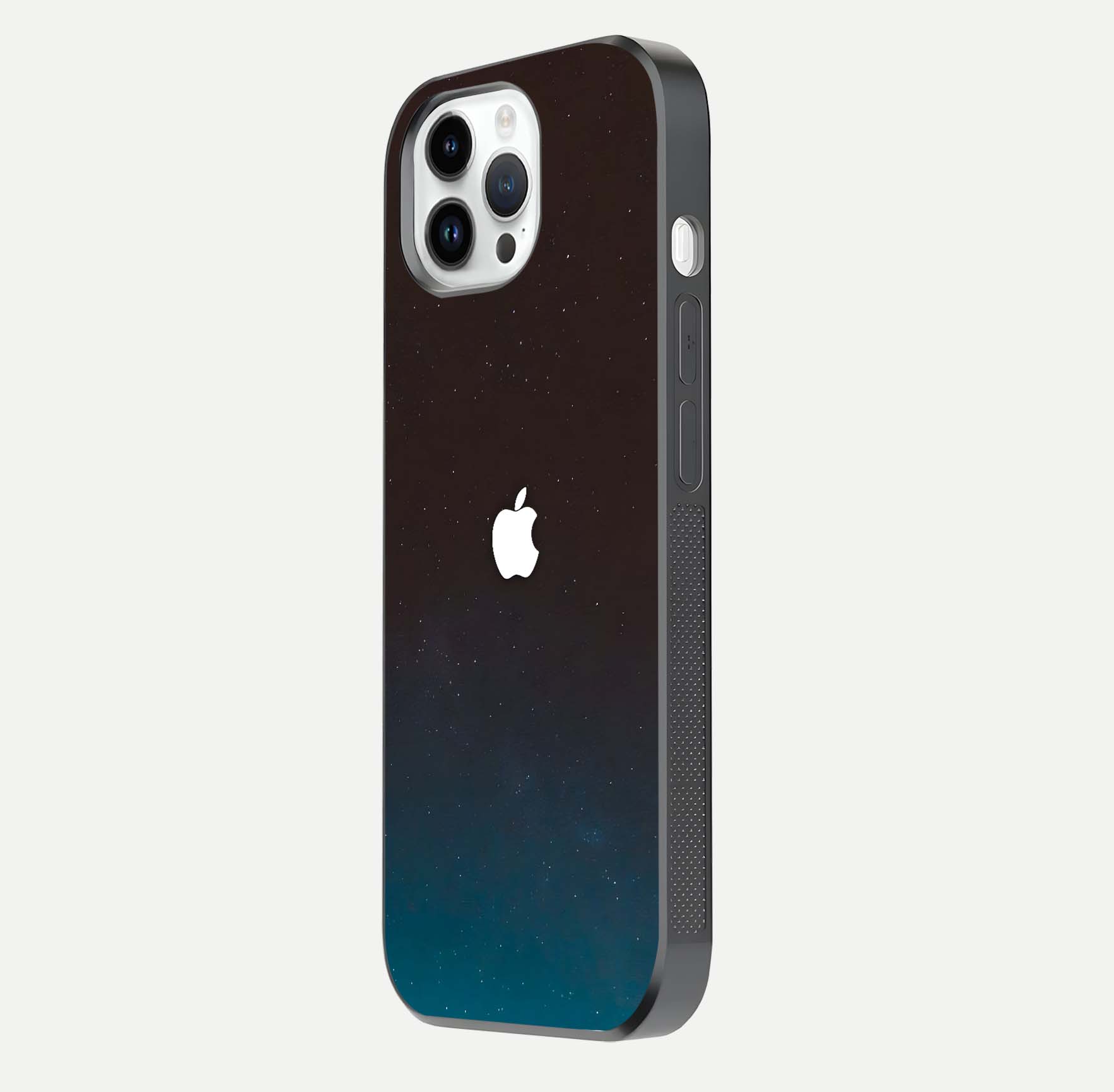 Green Emerald Apple Logo Glass Case for iPhone 14 Pro side-angle image showing reflection polish and rich emerald hue