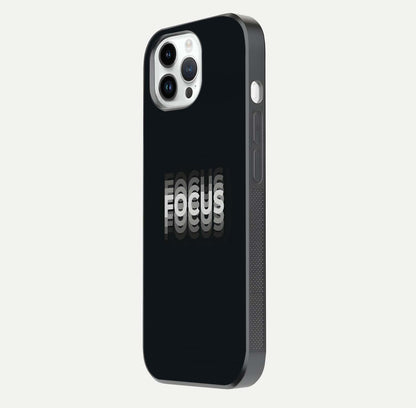 Mono Focus Vision Glass Case for iPhone 14 Pro side-angle image showing smooth reflection and minimal tones