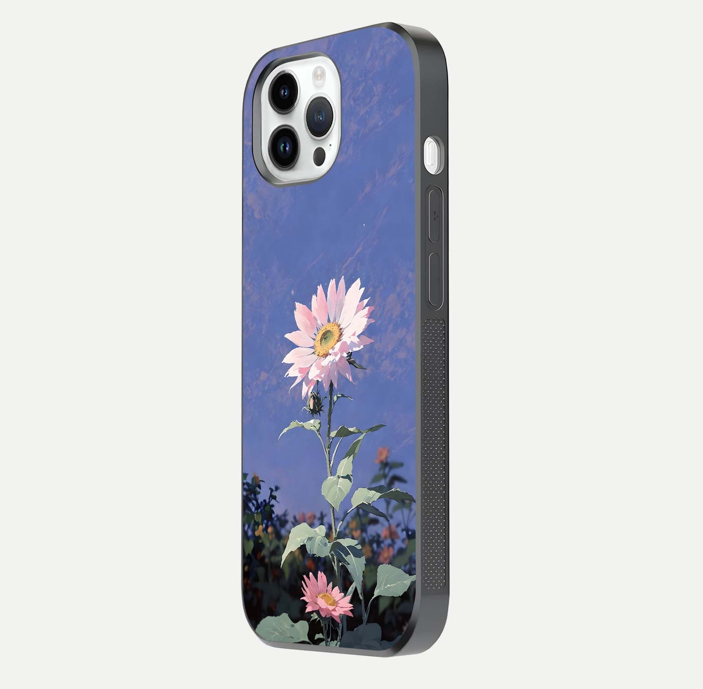 Pink Sunflower Glow Glass Case For iPhone 14 Pro