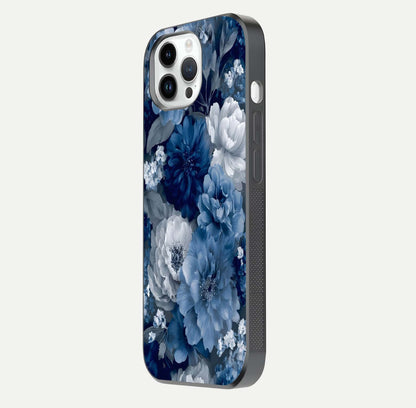 Royal Bloom Garden Glass Case for iPhone 14 Pro side-angle image showing floral pattern, edges, and reflection
