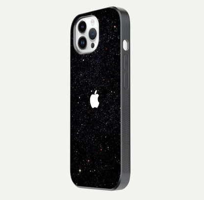 Starry Apple Galaxy Glass Case for iPhone 14 Pro side-angle image showing gloss and star pattern detail
