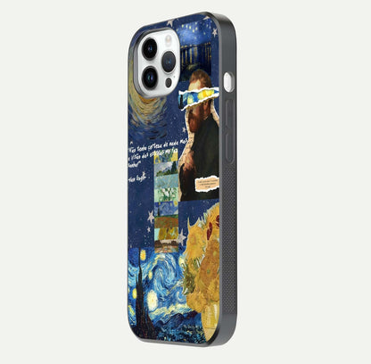 Starry Dream Vision Glass Case for iPhone 14 Pro side-angle image showing reflection and cosmic gradient tones