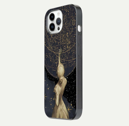Taylor Swift Girl Glass Case for iPhone 14 Pro side-angle image showing glossy surface and color tone