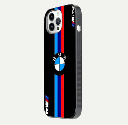 Turbo BMW Beast Glass Case for iPhone 14 Pro side-angle image showing reflection and sleek edge styling