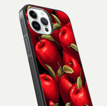 Apple Pattern Glass Case for iPhone 16 Pro close-up angle showing pattern texture and shine reflection