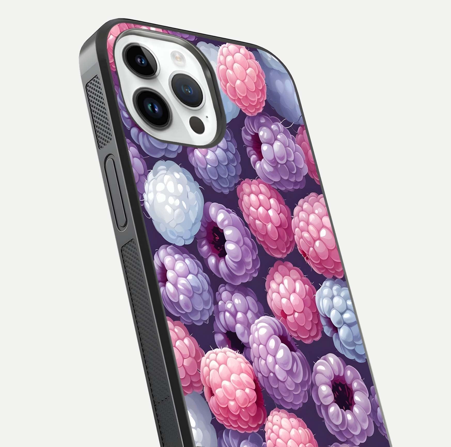 Berry Candy Pop Glass Case for iPhone 16 Pro close-up shot revealing candy-style texture and reflective surface