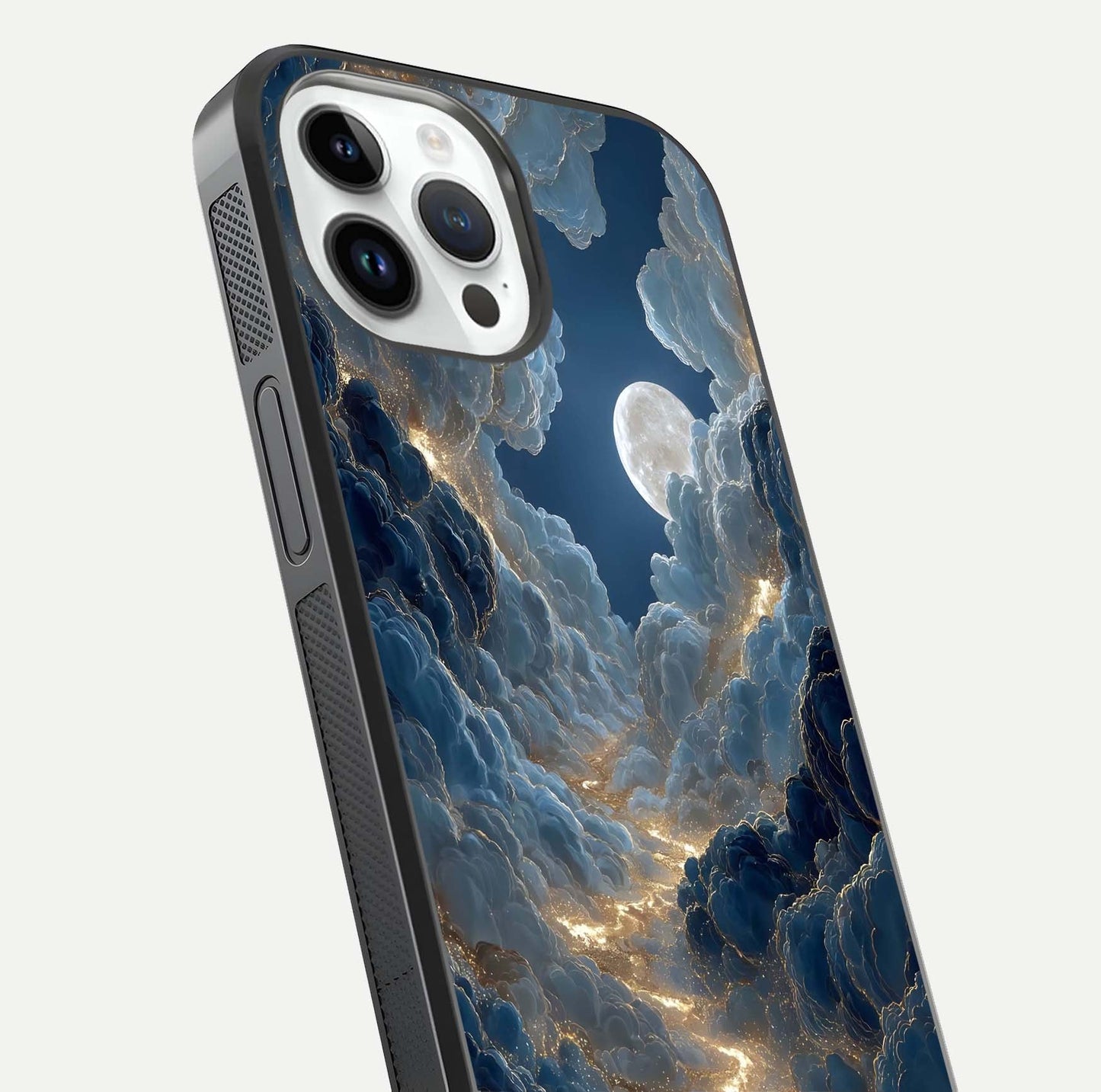 Celestial Cloud Road Glass Case for iPhone 14 Pro close-up view showing road gradient and cloud reflection shine
