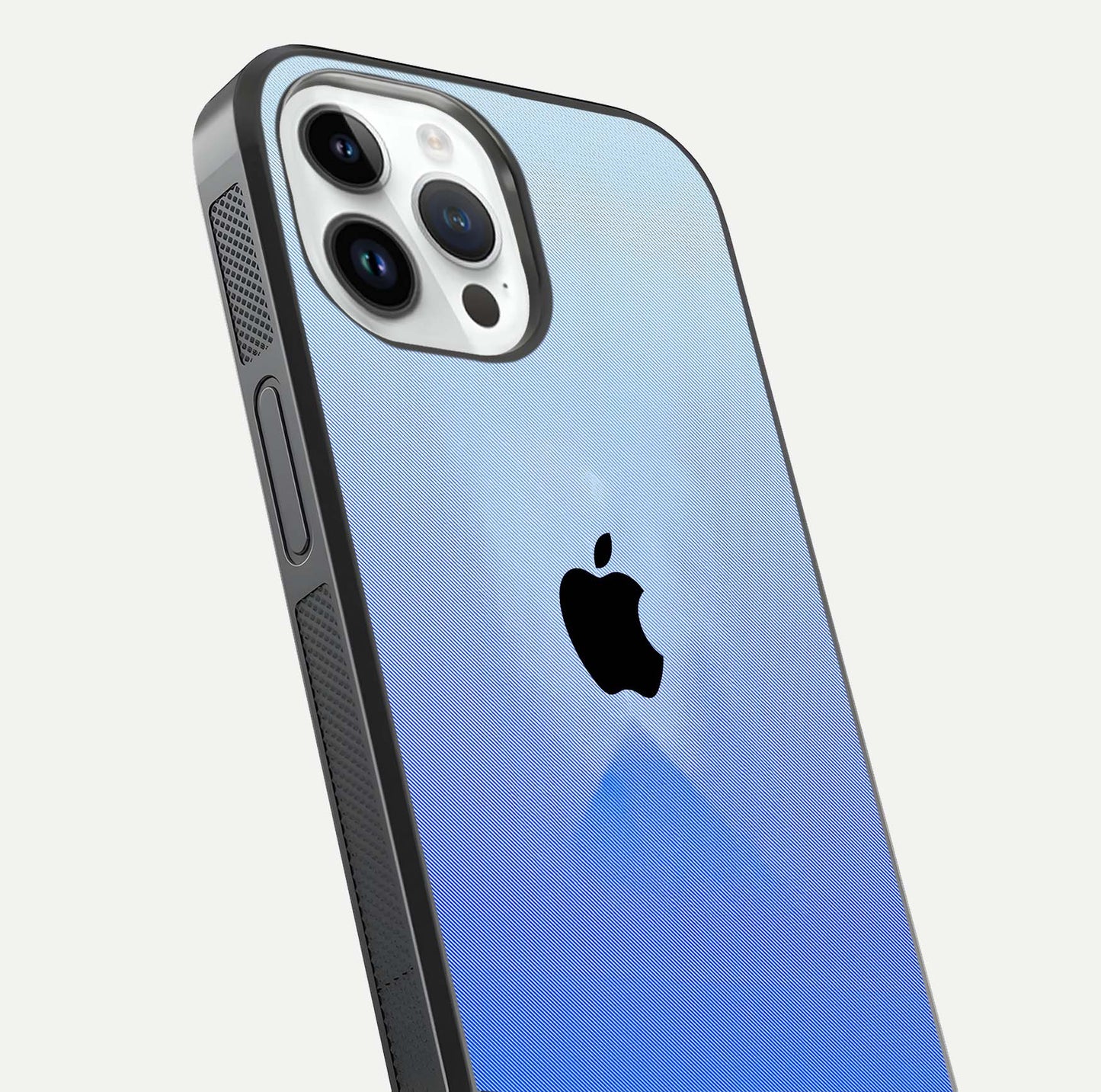 Gradient Apple Vibe Glass Case for iPhone 14 Pro close-up angled shot showing color transition and reflection brightness