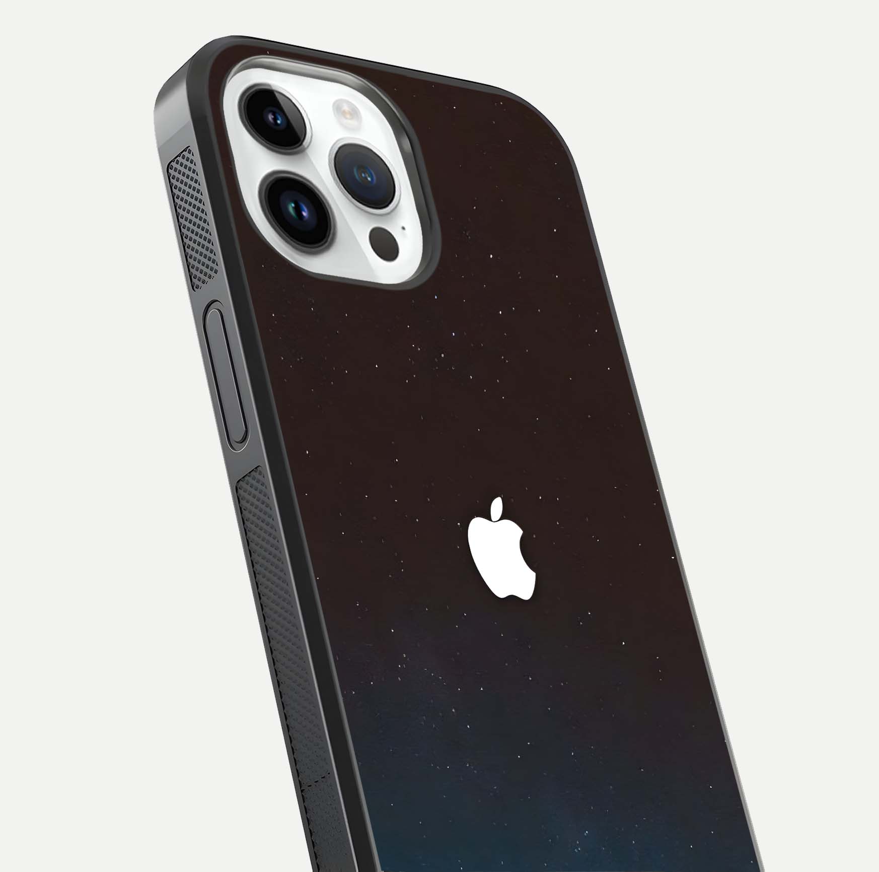 Green Emerald Apple Logo Glass Case for iPhone 14 Pro close-up angled shot showing color depth and reflection clarity