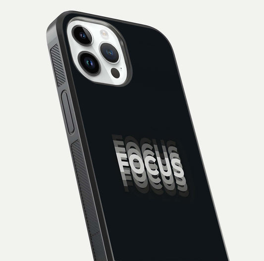 Mono Focus Vision Glass Case for iPhone 14 Pro close-up angled shot highlighting minimal contrast and reflection