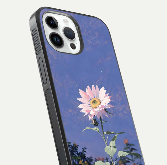 Pink Sunflower Glow Glass Case For iPhone 14 Pro