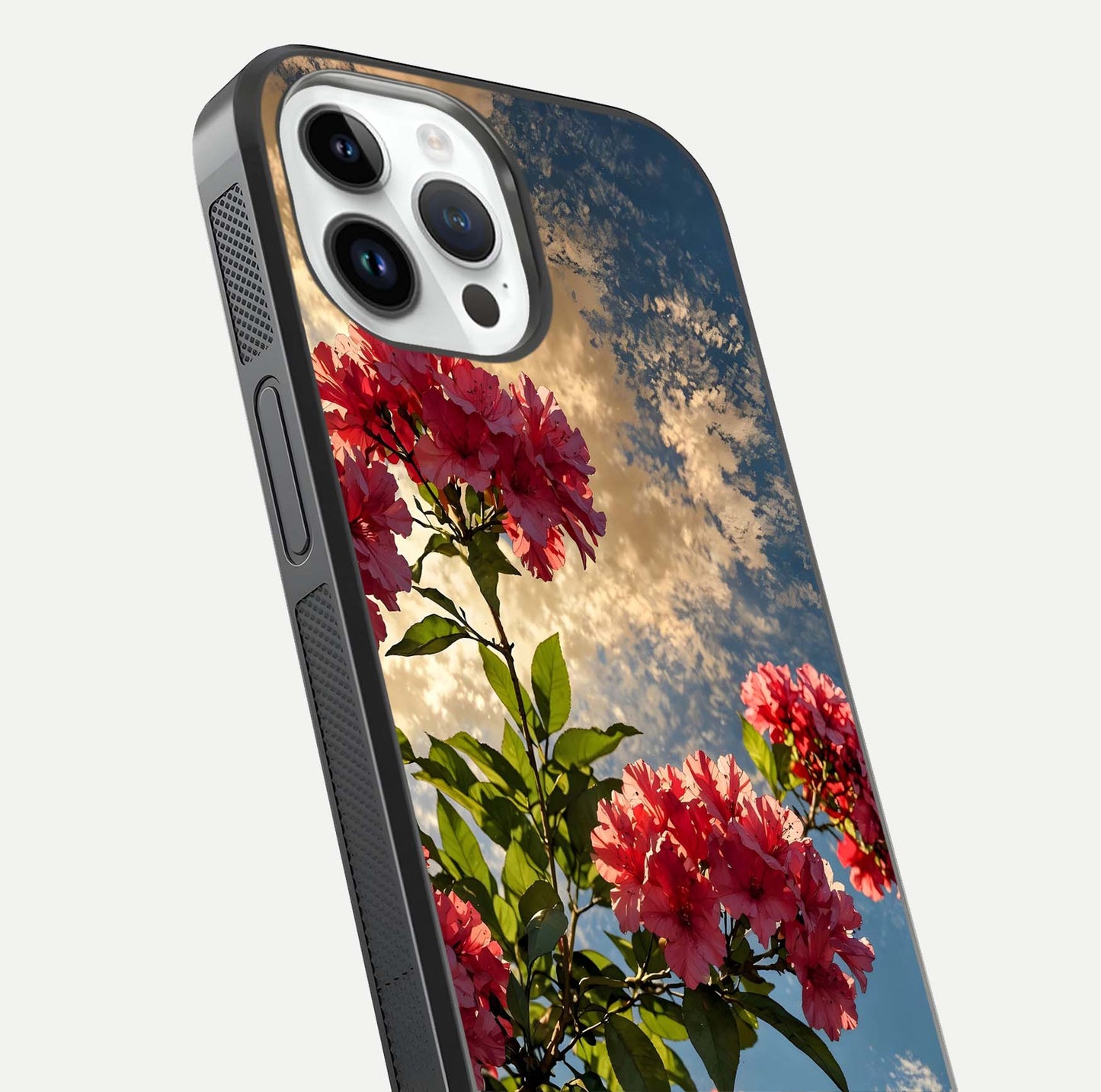Red Bloom Skies Glass Case For iPhone 14 Pro