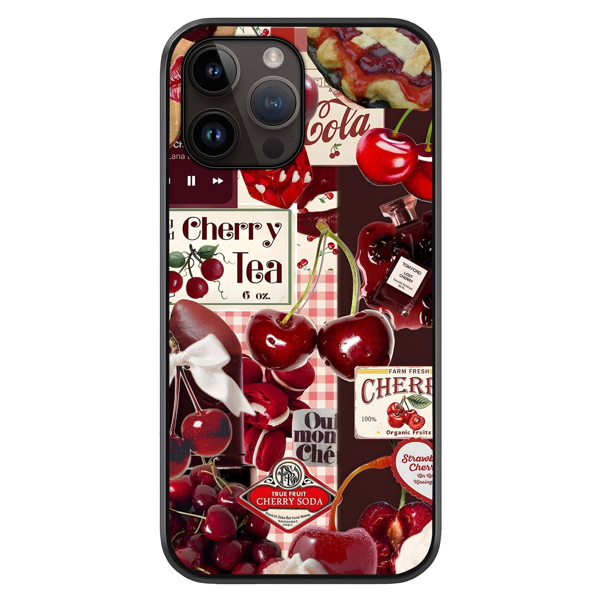 Aesthetic Cherry Tea Glass Case For iPhone 16 Pro by Custom World