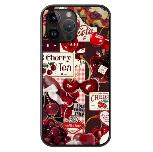Aesthetic Cherry Tea Glass Case For iPhone 16 Pro by Custom World