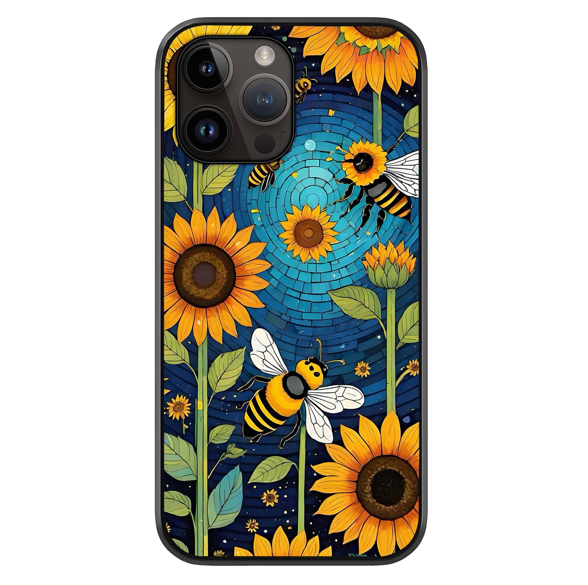 Bees & Sunflowers Glass Case For iPhone 16 Pro by Custom World