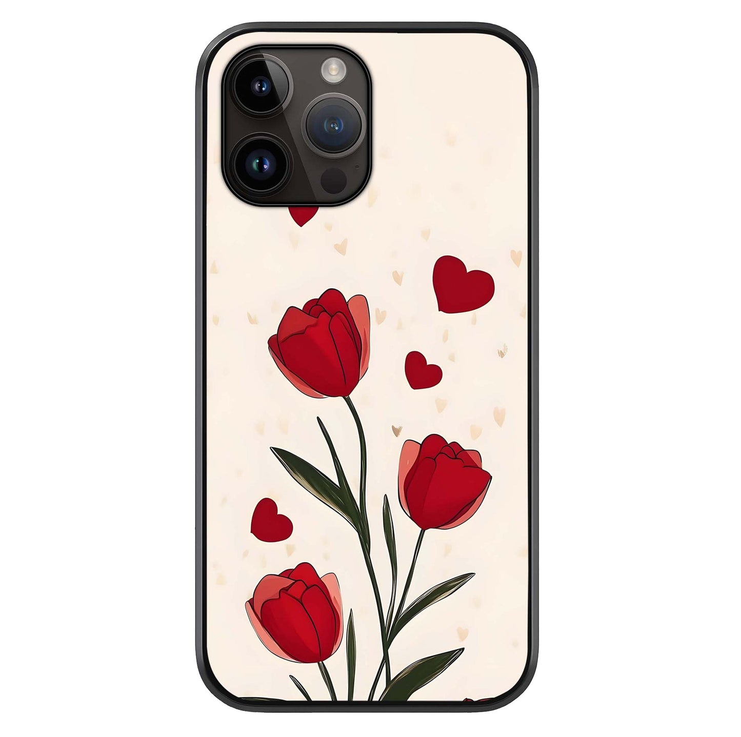 Tulip With Heart Glass Case For iPhone 16 Pro by Custom World