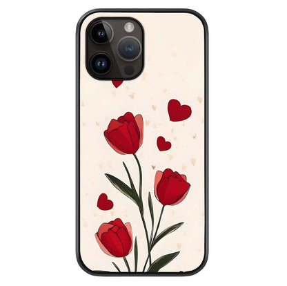 Tulip With Heart Glass Case For iPhone 16 Pro by Custom World