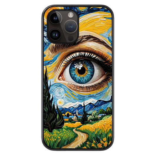 Van Gogh Eye Glass Case For iPhone 16 Pro by Custom World