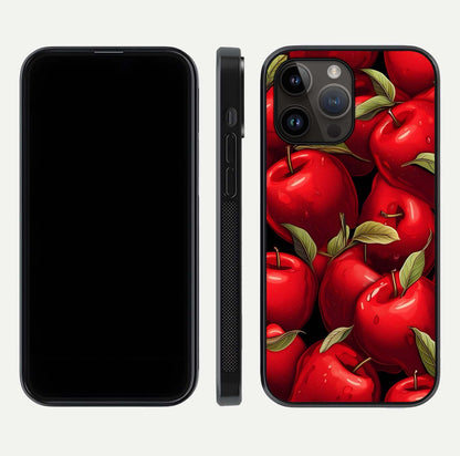 Apple Pattern Glass Case for iPhone 16 Pro front and back layout highlighting clean lines and protective glass finish