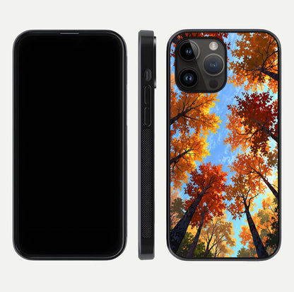 Autumn Sky Rise Glass Case for iPhone 16 Pro front and back layout showing sky print and edge smoothness