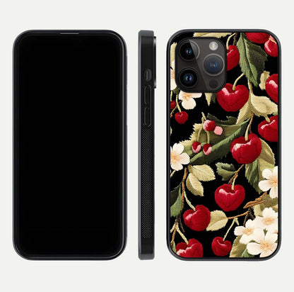 Bloom Thread Art Glass Case for iPhone 14 Pro Max front-and-back layout showing smooth edges and high-clarity print