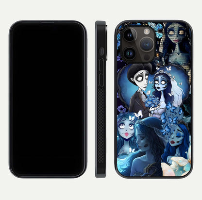 Butterfly Ghost Soul Glass Case for iPhone 14 Pro Max front-and-back layout highlighting dark art balance and HD shine