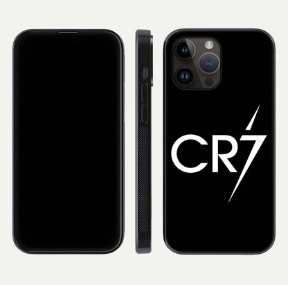 CR7 Elite Strike Glass Case for iPhone 14 Pro Max dual-view layout showing sport tones and edge clarity