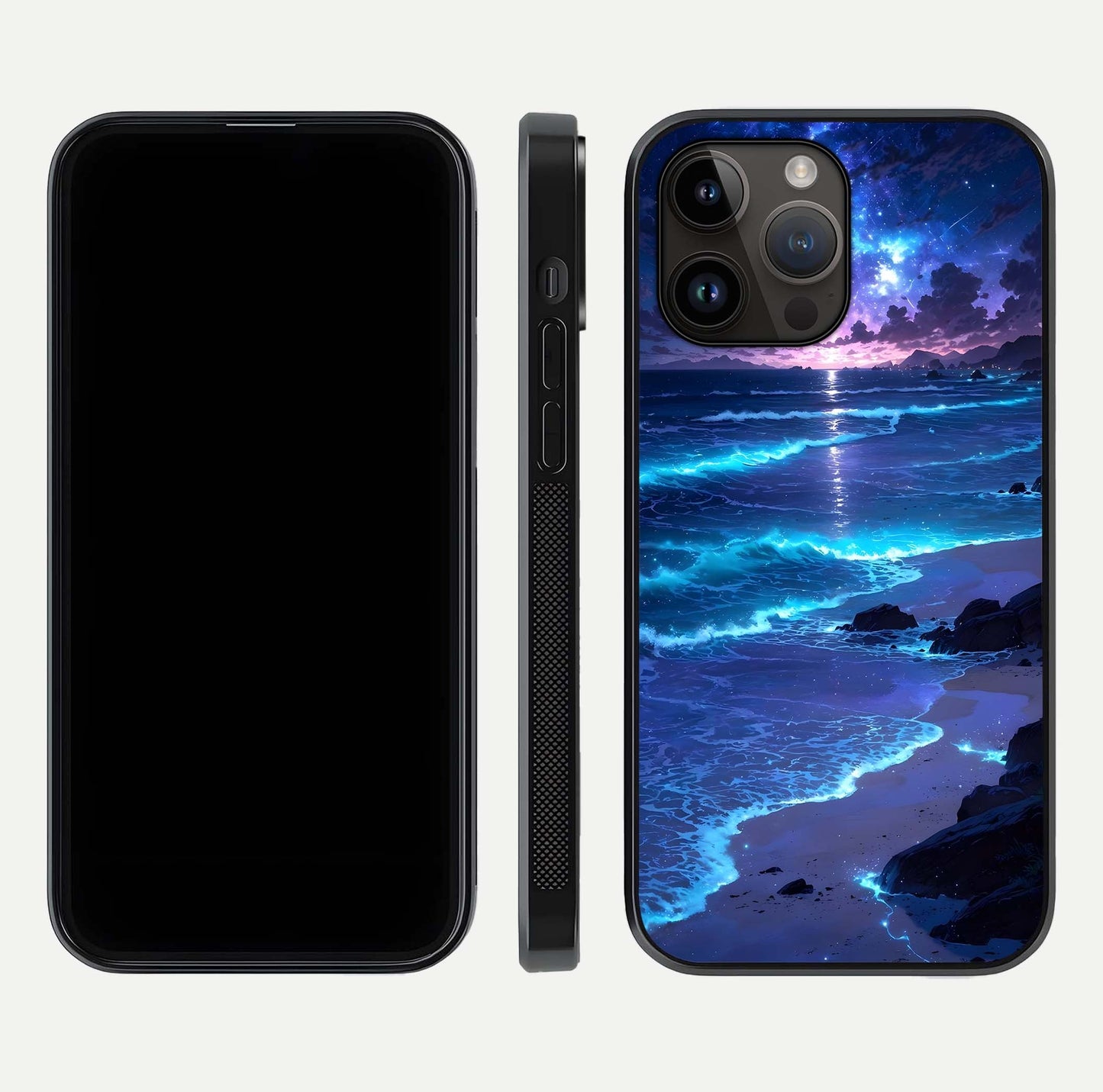 Classic Damn Look Glass Case for iPhone 14 Pro Max dual-view layout showing design clarity and glass polish