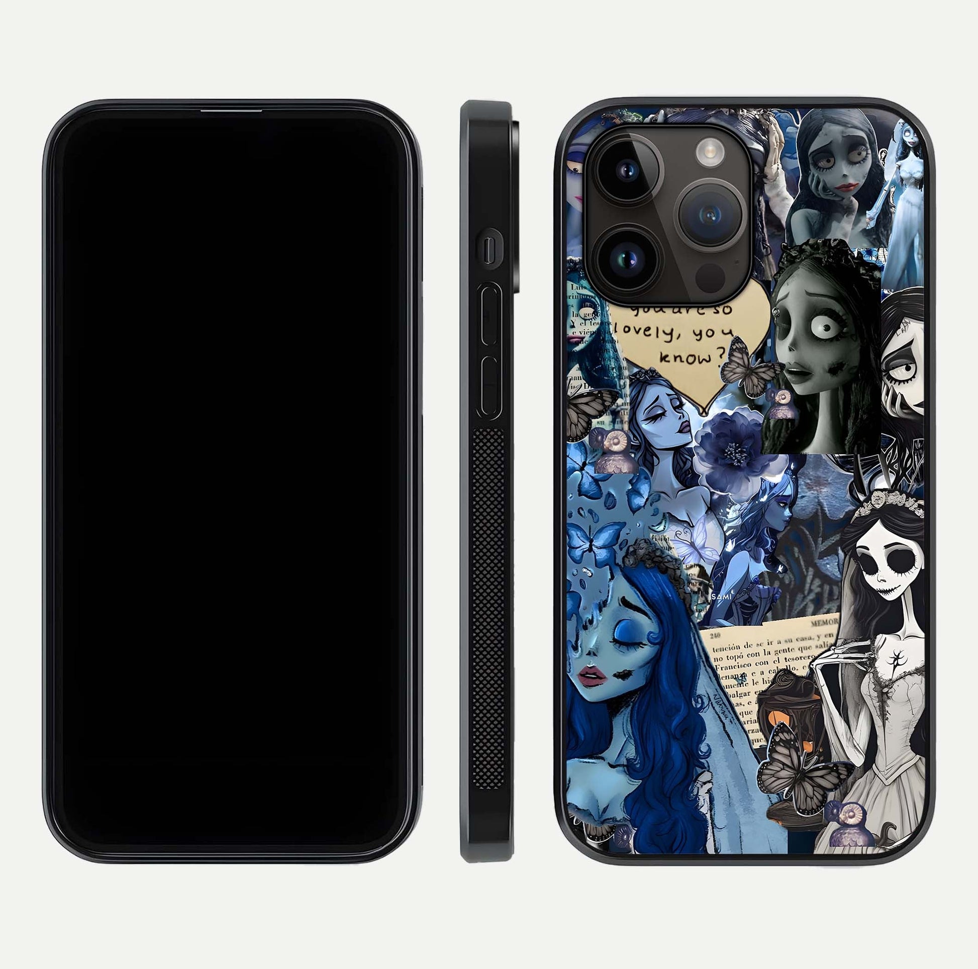 Corpse Bride Posters Glass Case for iPhone 14 Pro Max dual-view layout displaying cinematic tones and HD finish