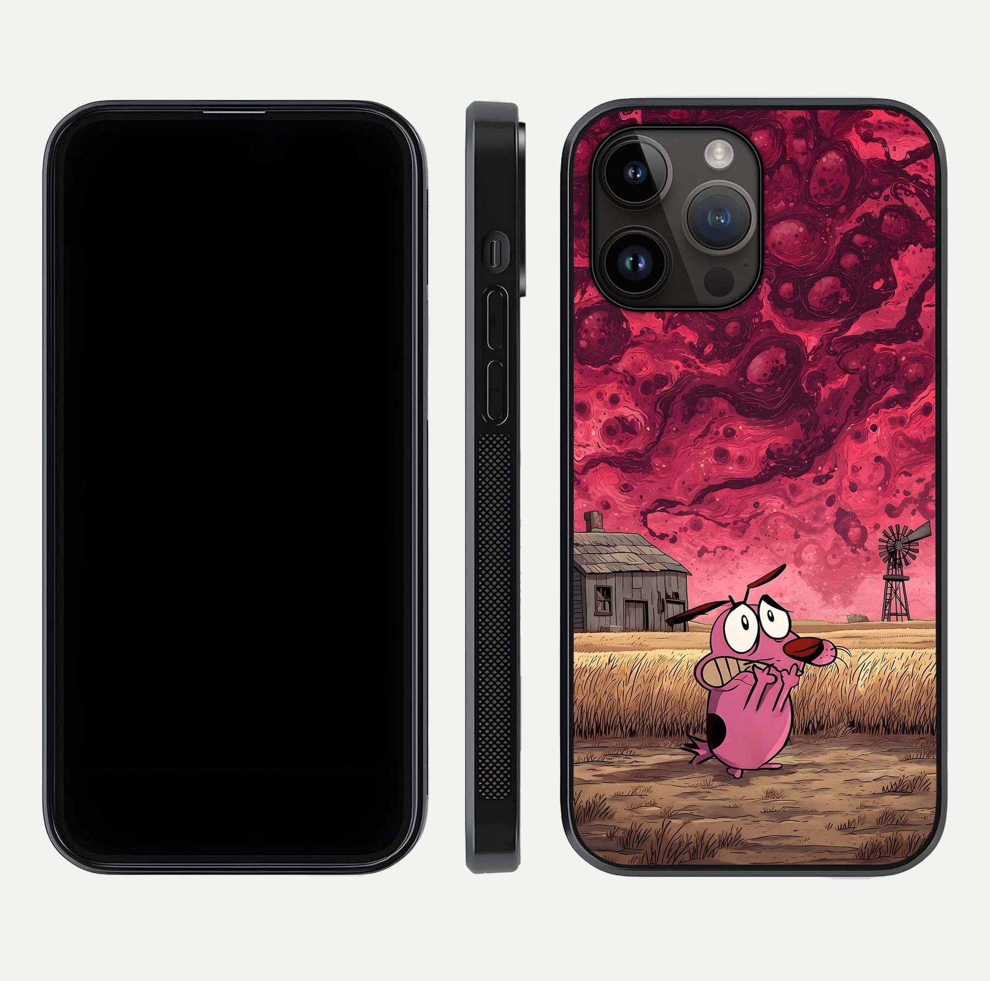 Courage Under Sky Glass Case for iPhone 14 Pro Max dual-view layout displaying text alignment and glass finish