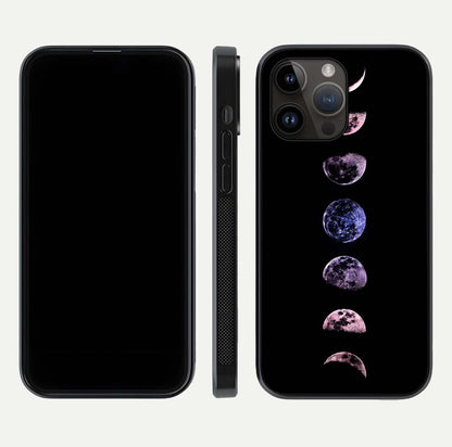 Crimson All Planets Glass Case for iPhone 14 Pro Max dual-view layout displaying crimson tones and curved edges